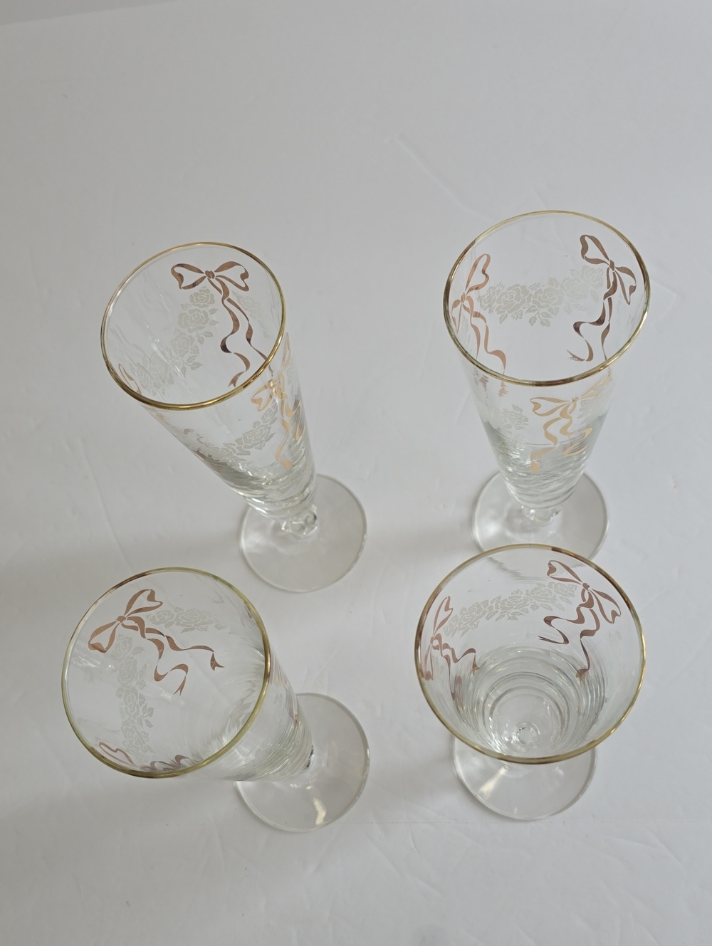 Vintage Libbey Set Of 4 Rose Classic Pilsner Glasses Flutes - Picture 5 of 14